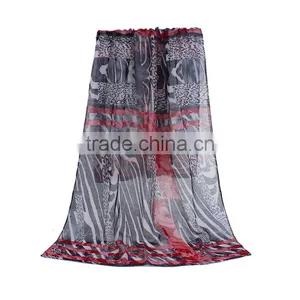Voile Scarves & Wraps Rectangle Black Wine Red Leopard Print Scarves thumbnail-1