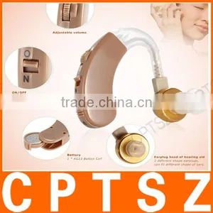 Behind Ear Sound Amplifier Digital Hearing Aid With Earplugs Volume Adjustable Audiphone Mini Brown thumbnail-5