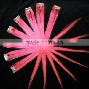 Pink Hair Extension Clip, Clip in Synthetic Hair Extensions thumbnail-1