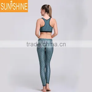 Custom Design Sports Set Of Custom Ladies Bra And Pants Fish Scale Yoga Wear thumbnail-4