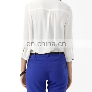 CHEFON Custom Embroidered Womens White Long Sleeve Cotton Blouse 2016 thumbnail-3