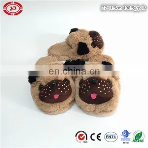 Family Indoor Dog Head Brown Plush Fluffy Soft Hotel Slipper thumbnail-1