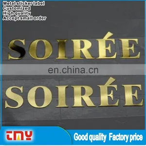 Adhesive Gold Metal Label Sticker Custom Metal Brand Logo Sticker Label thumbnail-1
