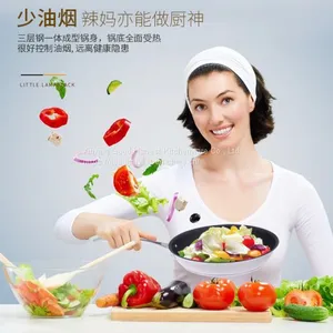 Pan Skillets Non-stick Pans DuPont Teflon Nonstick Coating Pan Try-ply Stainless Steel Fry Pan thumbnail-4