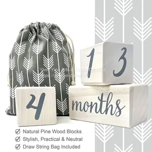 Wood Milestone Age Blocks, Baby Age Photo Blocks Baby Shower Gift and Keepsake thumbnail-2