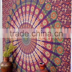 Indian Tapestry Cotton Multicolored Mandala Print Vintage Wall Hanging Tapestries Throw Bedsheet thumbnail-3