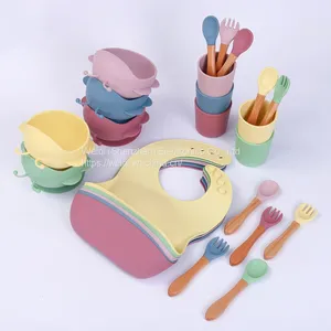 Factory Feeding Set Bee Shape Bowl Bib Spoon Fork Sets thumbnail-1