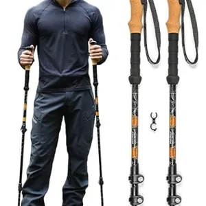 Lightweight Aircraft-Grade Aluminum Trekking Poles With Extended Down Grip Plus Tip Kit thumbnail-1