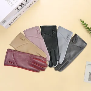 Small MOQ Winter Outdoor Leather Fur Gloves for Men Women thumbnail-5