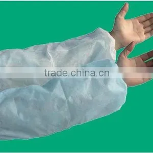 Food Industry Prtotection Disposable Non Woven PP White Blue Sleeve Covers Oversleeves Elastic Cuff China Supplier thumbnail-1