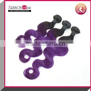Cheap Wholesale Purple Human Hair Weave Ombre Remy Hair Extensions thumbnail-2