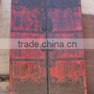Vintage Antique Shanxi Recycle Old Elm Wood Inlaid Garden Door thumbnail-1
