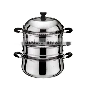 3 Layers Vegetable Steamer Set 20cm 22cm 24cm 26cm 28cm, 30cm, 32cm Stainless Steel Steamer Set MSF-3433 thumbnail-1