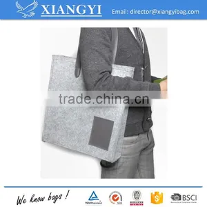 Customized Large Capacity Felt Shopping Handbag Tote Shopping Shoulder Bag With PU Leather Cell Phone Pouch Supplier's Choice thumbnail-2