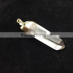 Wholesale Natural Druzy Stone Fashionable Crystal Gold Plated Edge Pendant thumbnail-1