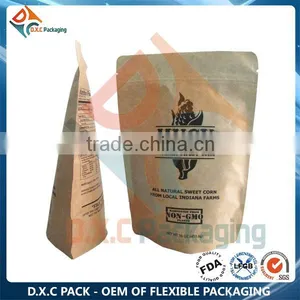 Gold Blocking Brown Kraft Stand Up Paper Bag With Window And Zipper thumbnail-5