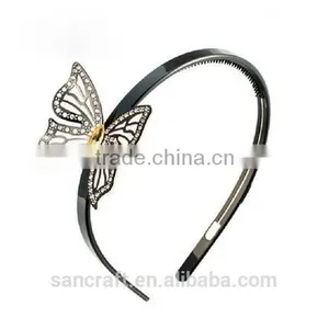 Latest Fashion Jewelry Hair Band Clasp Crystal Black Butterfly Hair Jewelry thumbnail-1