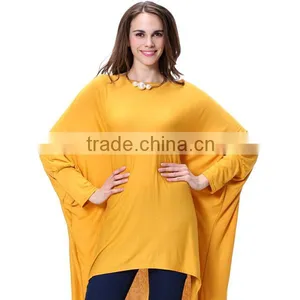 2016 Summer Women Batwing Sleeve Yellow Color Top For Woman thumbnail-4