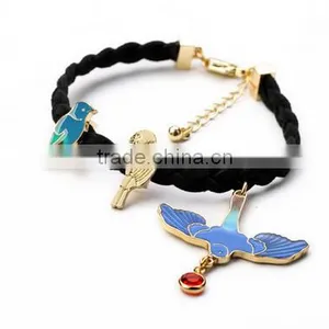 >< SW16643 Exquisite Cute Blue Enamel Rope Bird Charm Bracelet / thumbnail-3
