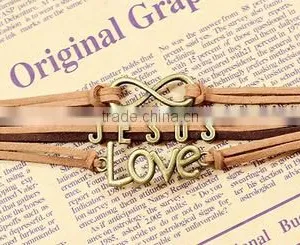 >>New Arrival Christian Infinity LOVE Jesus Leather Bracelet/ thumbnail-3