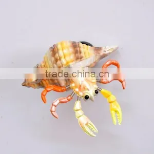 Handmade Delicate 4 Inch Pearl Powder Plastic Lobster in Carved Conch Shell Fridge Magnet, Fake Seafood Figures Quality Choice thumbnail-3