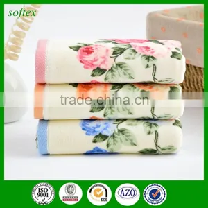 Cotton Velour Towels,flowers Peony Print Cut Pile Face Towels thumbnail-6