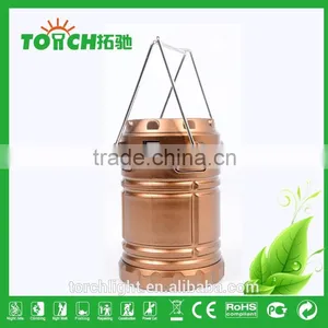 Top Quality Golden Color LED Rechargeable Lantern Light Solar Charge Camping Light Long Range Flash Light thumbnail-5