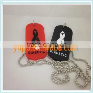 Custom MEDICAL Allergy DIABETIC Silicone Dog Tag Pendant Ballchain Necklace thumbnail-3