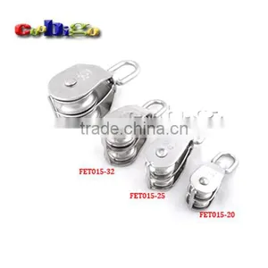 Stainless Steel 304 Double Swivel Wheel Rope Wire Sheave Pulley Lifting #FET015 thumbnail-1