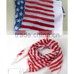 WLHH-5 100% Polyester Tatting Square Usa Flag Scarf for Lady thumbnail-1