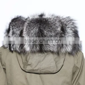 Wholesale Price Hot Selling Popular Parka Jacket With Real Silver Fox Fur Hood Trim thumbnail-6