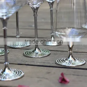 Glassware Manufacturer Handmade Wendding Decoration Elegant Goblet Glass Crystal Glass With Silver Stem Crystal With Diamond thumbnail-4