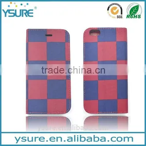 RedBlue Chess Pattern Fabric Book Style Leather Phone Case For OnePlus One With PVC ID and Credit Card Slots thumbnail-1