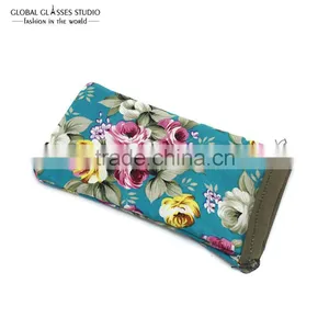 Fashion Soft Cloth Bag Sunglasses Glasses Pouches Blue Floral Pouch for Small Sunglass & Optical Frames BDH07X thumbnail-2