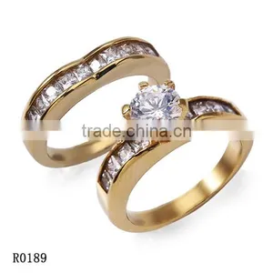 2016 New Fashion Wholesale Stainless Steel Wedding Gold Ring Jewelry thumbnail-1
