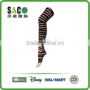 Fashion Lady's Thin Transparent Oblique Stripe Black Tights thumbnail-3