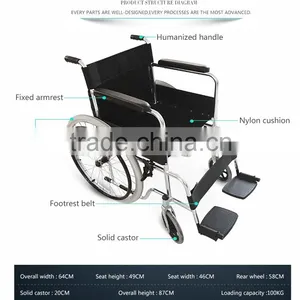 Season Promotion Aluminum Frame Foldable Economic Light Wheelchair thumbnail-6