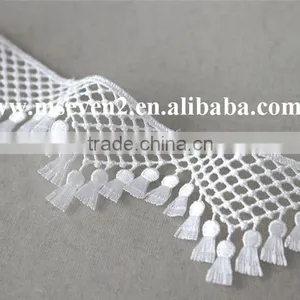 Perfect Style Tassel Lace Trim 100% Polyester Embroidery Triangle Shaped Lace in White for Garment thumbnail-3