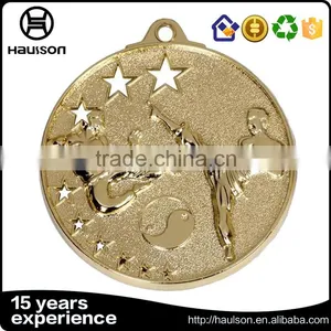 Personalized Custom Hollow Out Casting Embossed Iron Zinc Alloy Antique Gold Brass Plated Football WW2 Sport Medal With Ribbon thumbnail-5