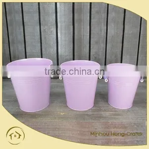 Painted Outdoor Pink Metal Planters thumbnail-1