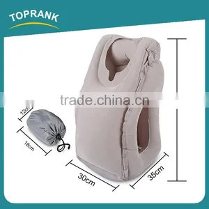 Toprank New Design Folding Automatic PVC Flocking Concave Shape Tray Table Inflatable Travel Pillow For Airplane Office Nap thumbnail-3