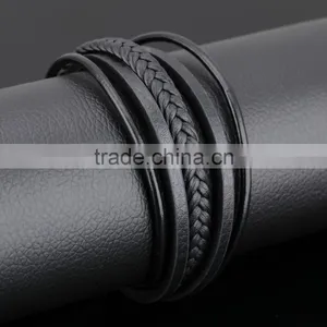 Multilayer Genuine Leather Rope Chain Man Bracelets Classical Simple Design Men Jewelry With Magnet Buckle thumbnail-5
