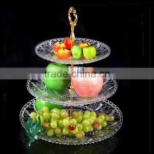 Transparent Glass Dishes Plate Set With Golden Metal Stand for Wedding thumbnail-2