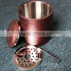 PU Leather Ice Bucket With Tong & Lid for Hotel, Bar,canteen PW-38 thumbnail-3