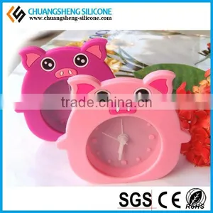Cute Pig Watch Shape Silicone Table Alarm Clock in the Bedroom for Children thumbnail-2