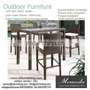 9177 Modren Design Rattan Bar High Table Tempered Glass Top Bar Furniture thumbnail-1