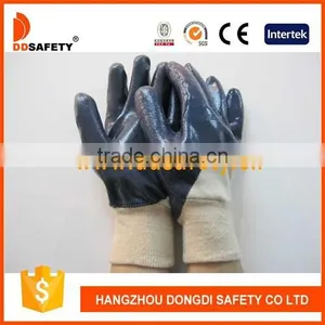 DDSAFETY Blue Nitrile Coated Cotton Liner Knit Wrist Gloves thumbnail-1