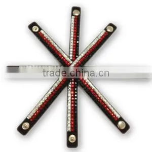Cool Design Bracelet With Zinc Alloy Locking Part, Hot Sale Gift Leather With Crystal Gem Decoration thumbnail-2
