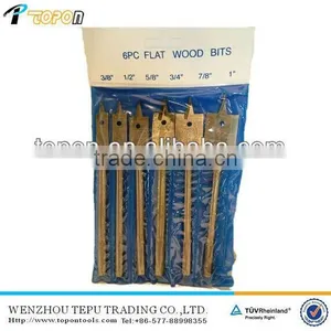 6 Pcs Flat Wood Bit Set 3/8" 1/2" 5/8" 3/4" 7/8" 1" thumbnail-1