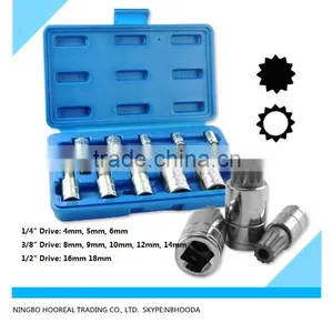 10pc XZN 12 Point MM Triple Square Spline Bit Socket Set Tamper Proof New Case thumbnail-1